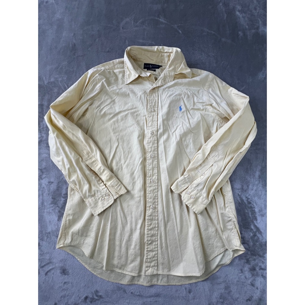 Ralph Lauren Button Down Shirt Mens 16.5 32/33 Yellow Classic Fit Long Sleeve